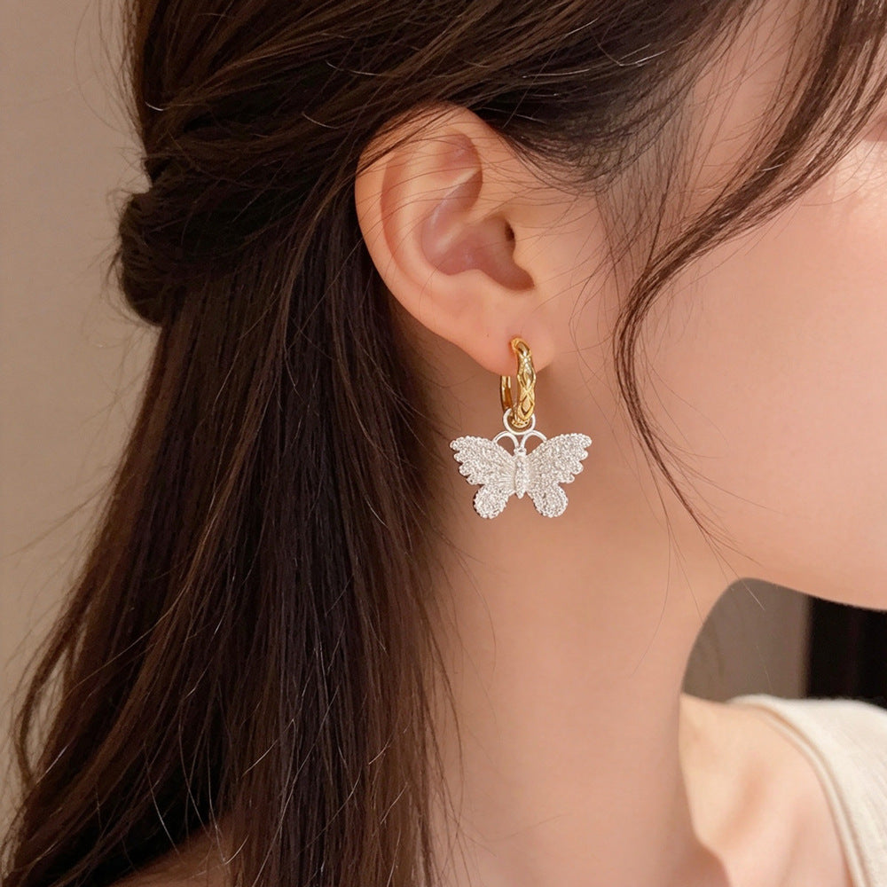 Eaioncol Two-Tone Butterfly Earrings Gold Silver 1