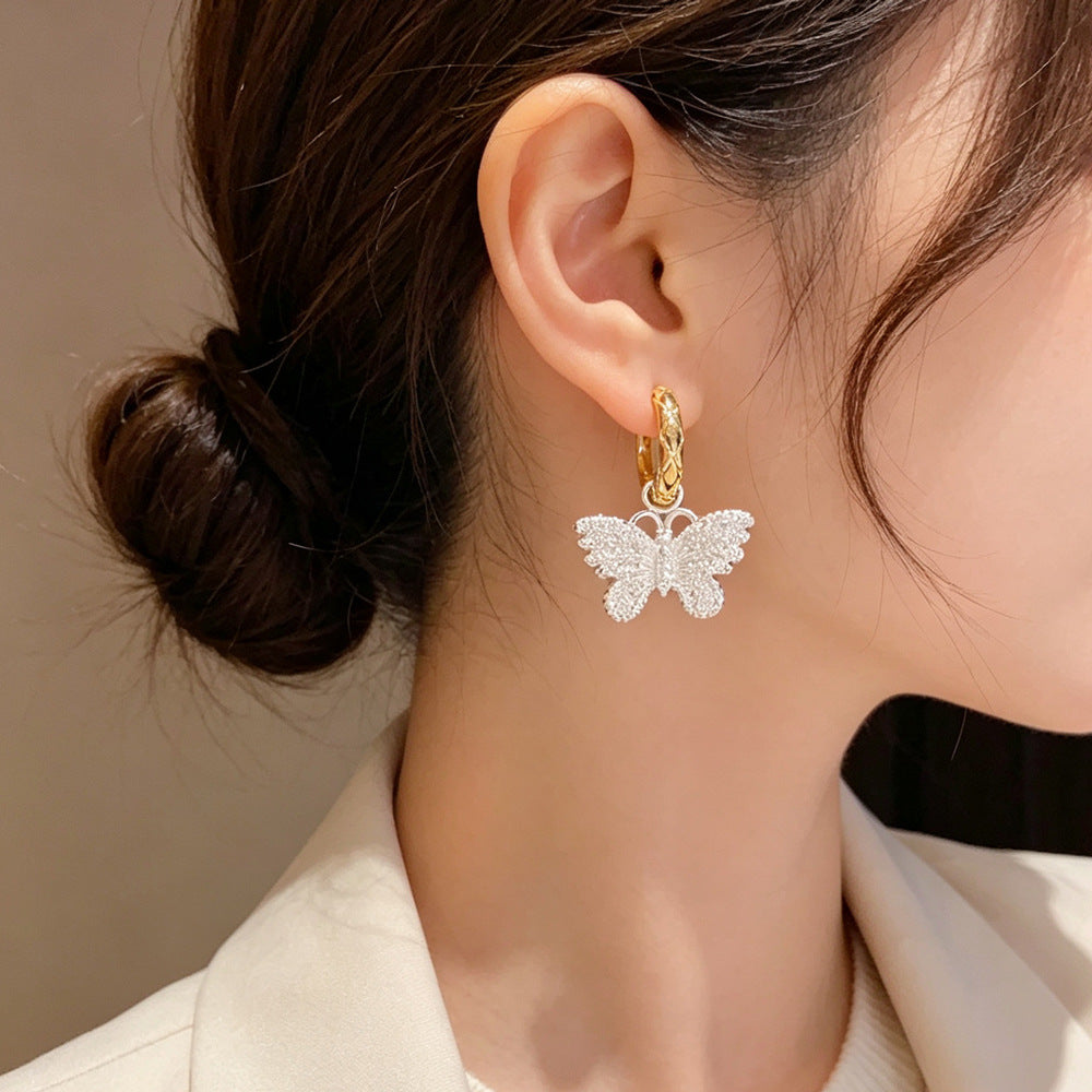 Eaioncol Two-Tone Butterfly Earrings Gold Silver 2