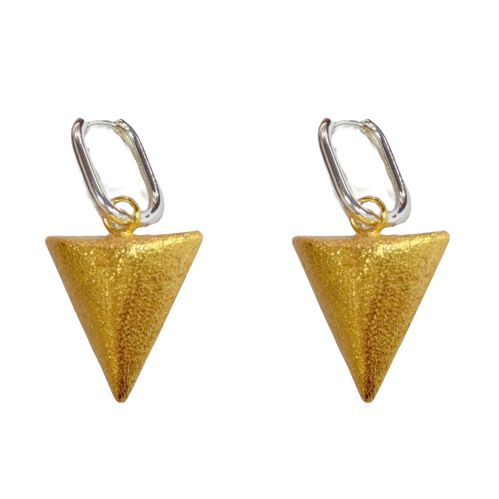 Eaioncol Two-Tone Matte Triangle Drop Earrings Gold Silver