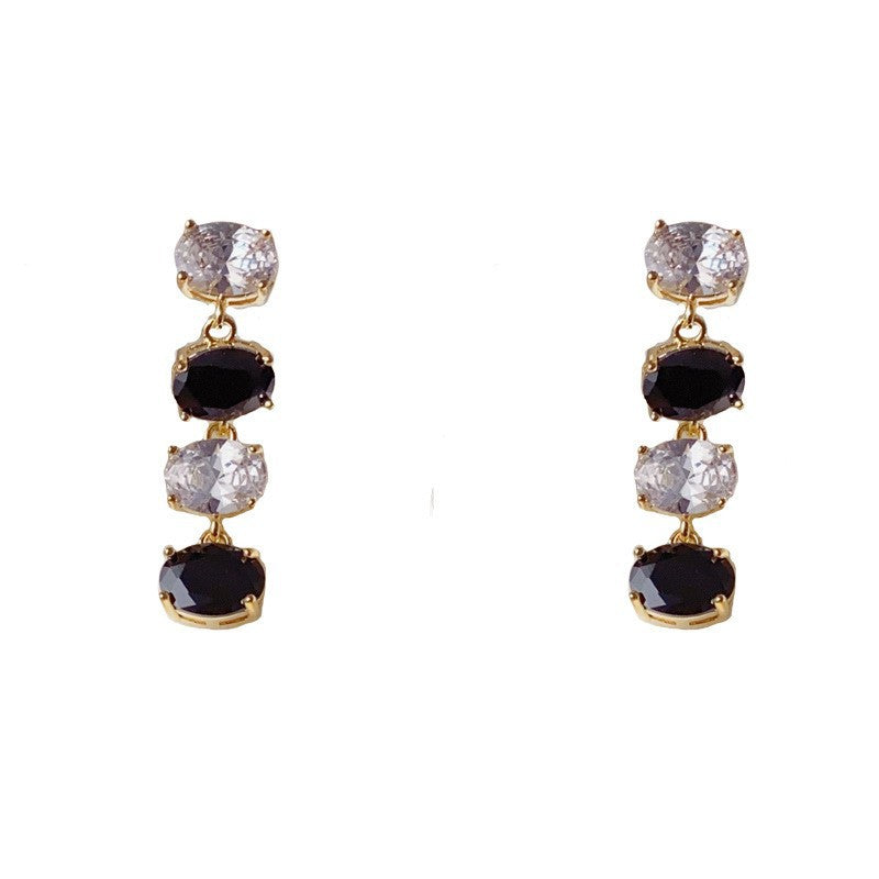 Eaioncol Two‑Tone CZ Tassel Drop Earrings Gold