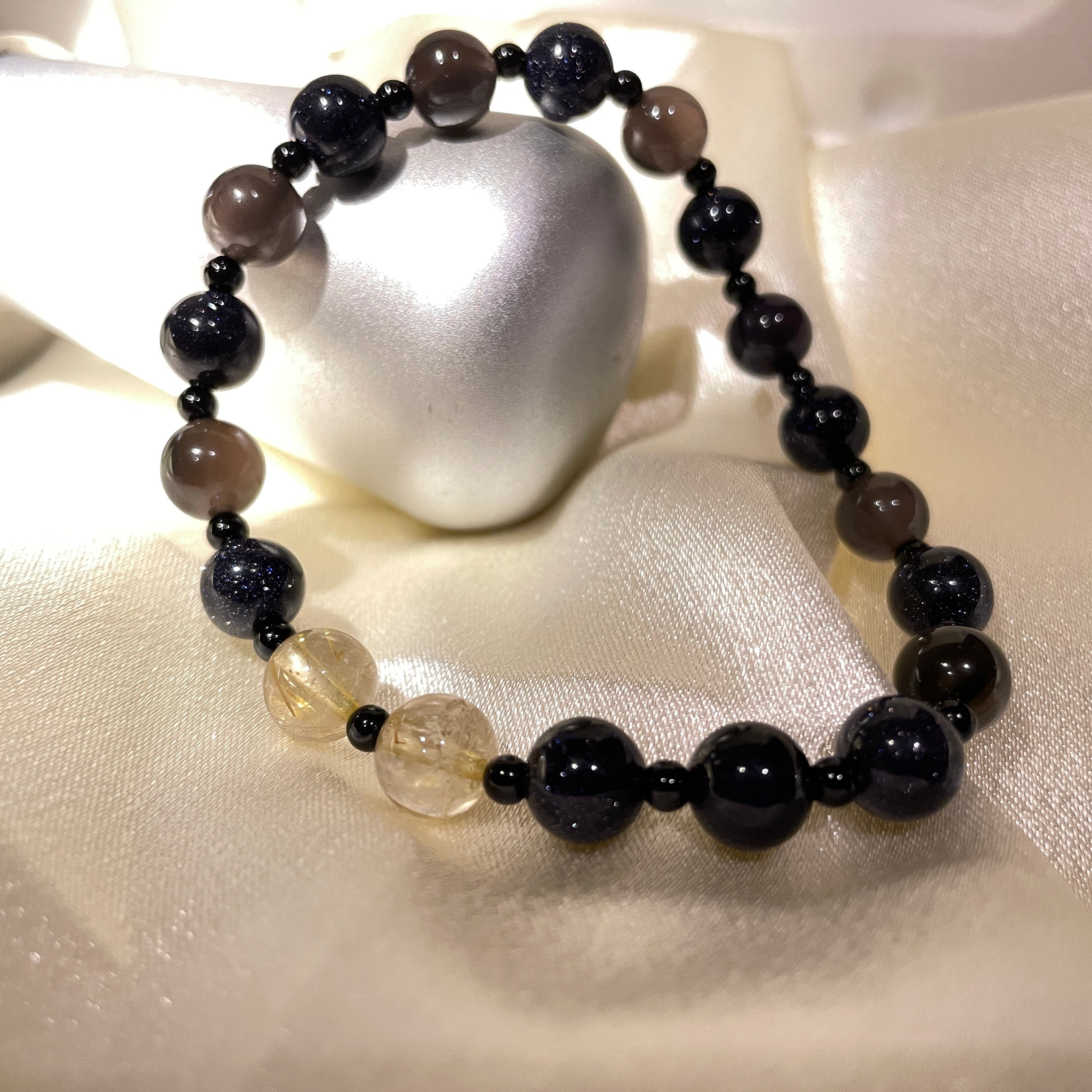 Midnight Glow:Handmade Crystal Healing Bracelet