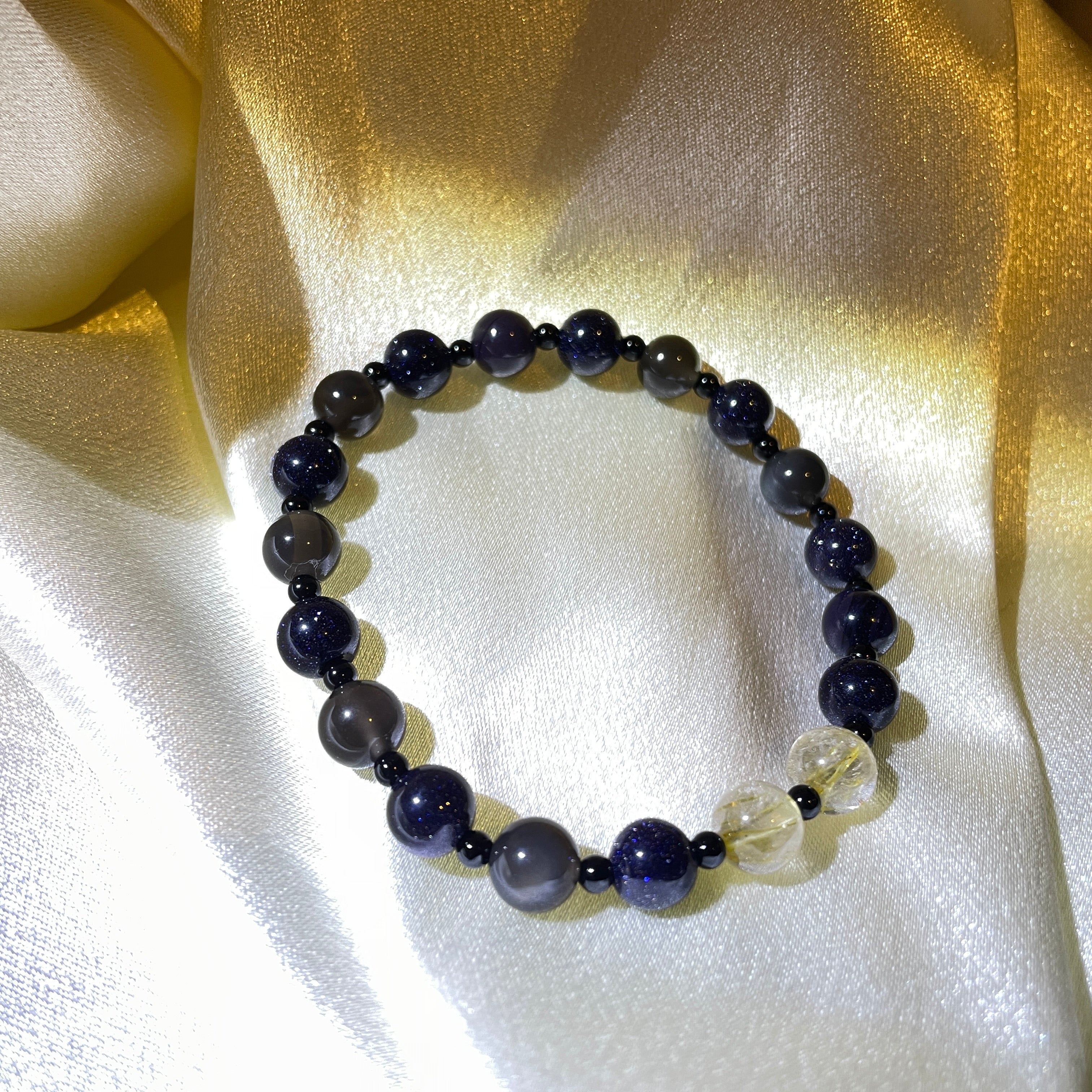 Midnight Glow:Handmade Crystal Healing Bracelet