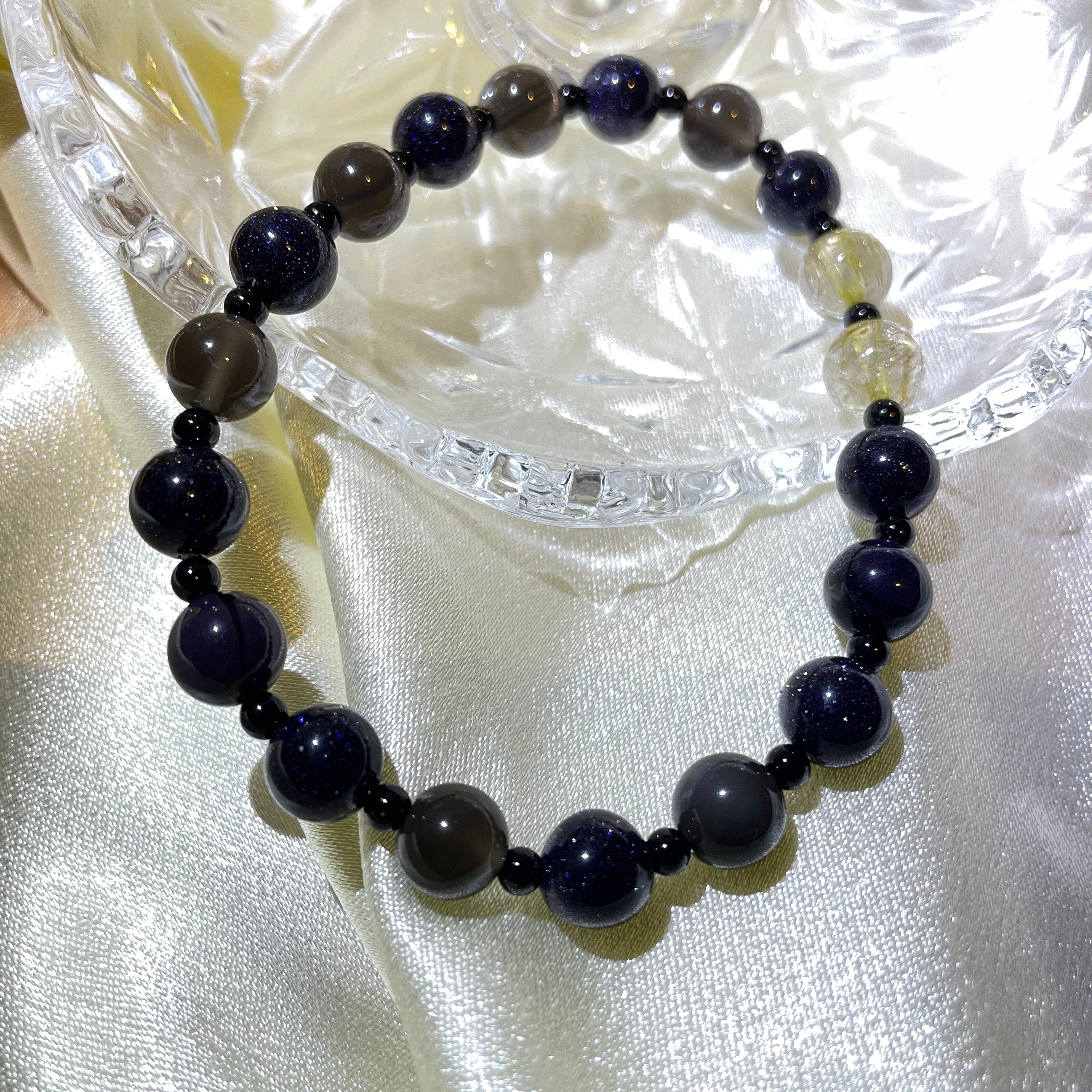 Midnight Glow:Handmade Crystal Healing Bracelet