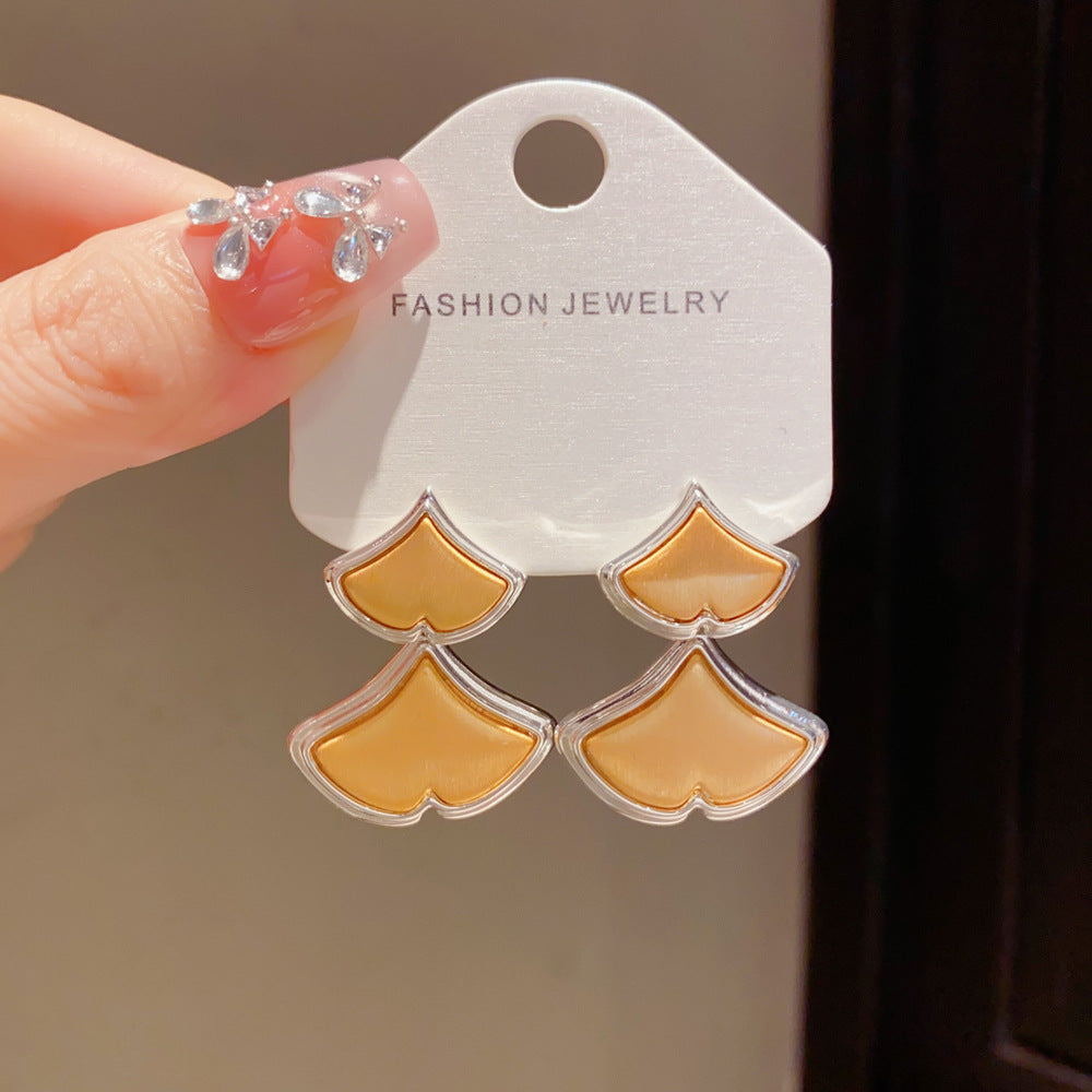 Eaioncol Two-Tone Ginkgo Leaf Earrings 14K Gold & Silver Plated