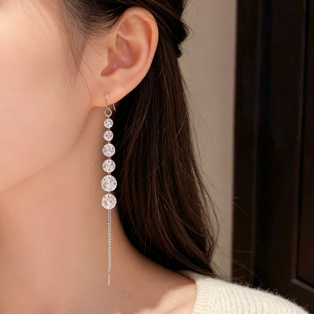 Eaioncol CZ Chain Tassel Ear Hooks 14K Gold & Silver Plated