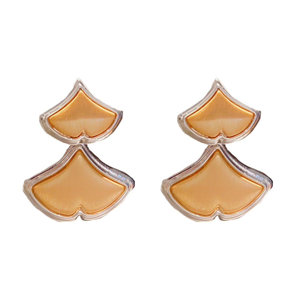 Eaioncol Two-Tone Ginkgo Leaf Earrings 14K Gold & Silver Plated