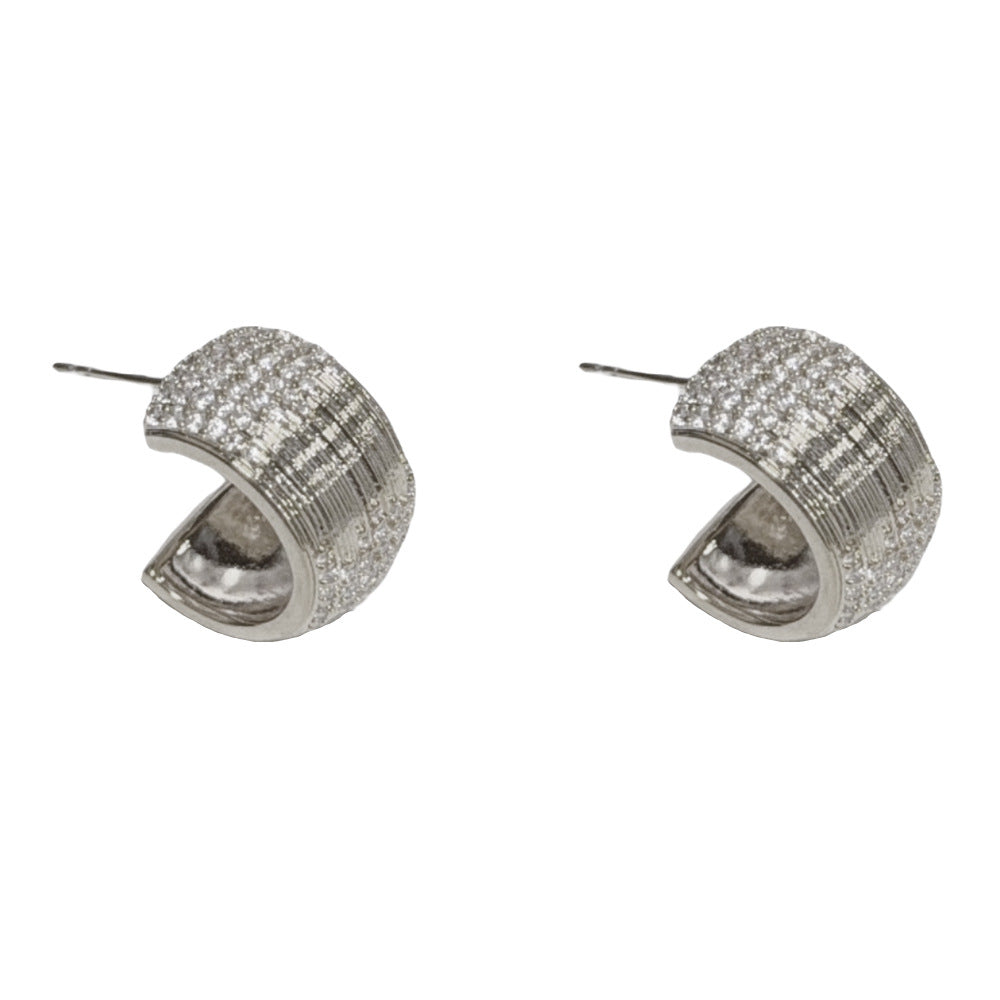Eaioncol Half-Circle CZ Hoop Earrings Gold Silver
