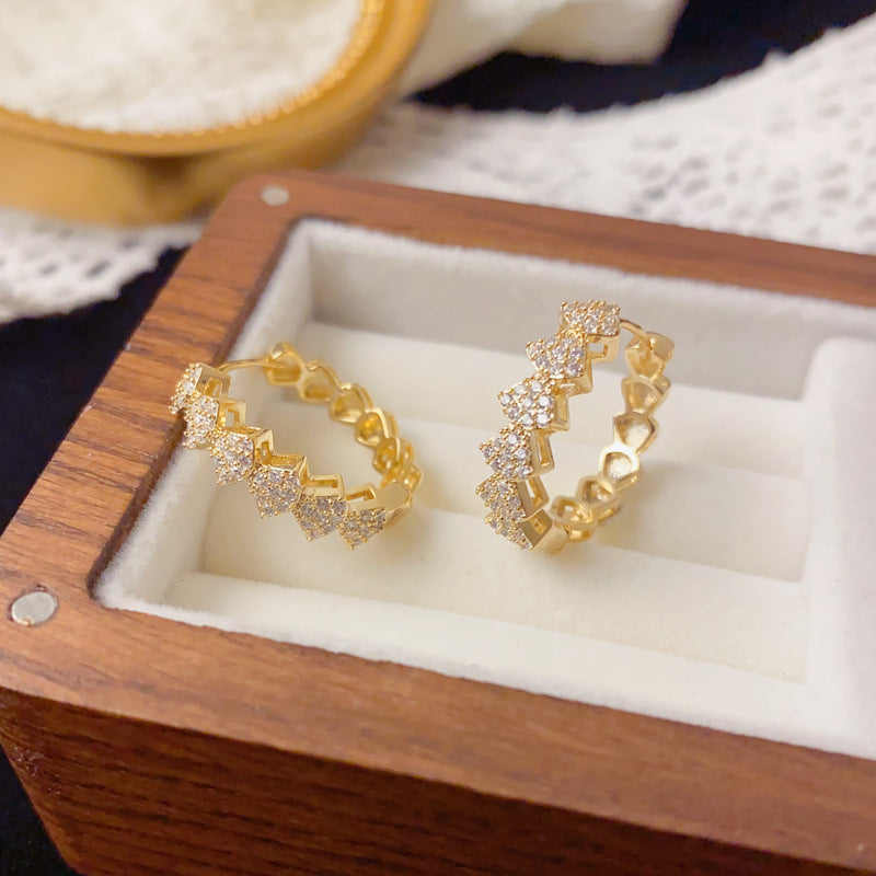 Elegant Full-Zircon Geometric Earrings – Minimalist Design