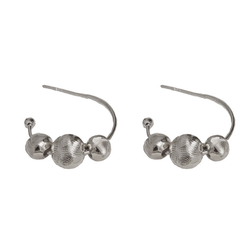 14K Gold-Plated Metal Ball Half-Circle Earrings-Chic Minimalist Design