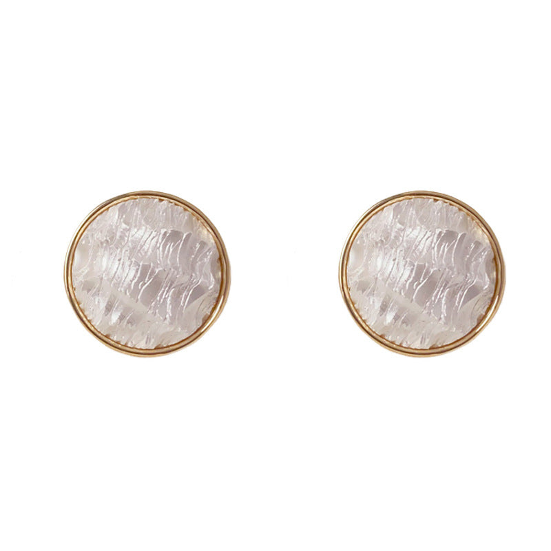 Luxury Textured Metal Circle Stud Earrings – Minimalist Design
