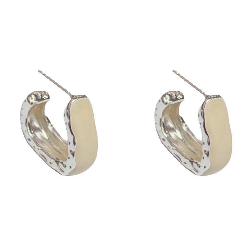 Eaioncol Enamel Geometric Hoop Earrings Gold