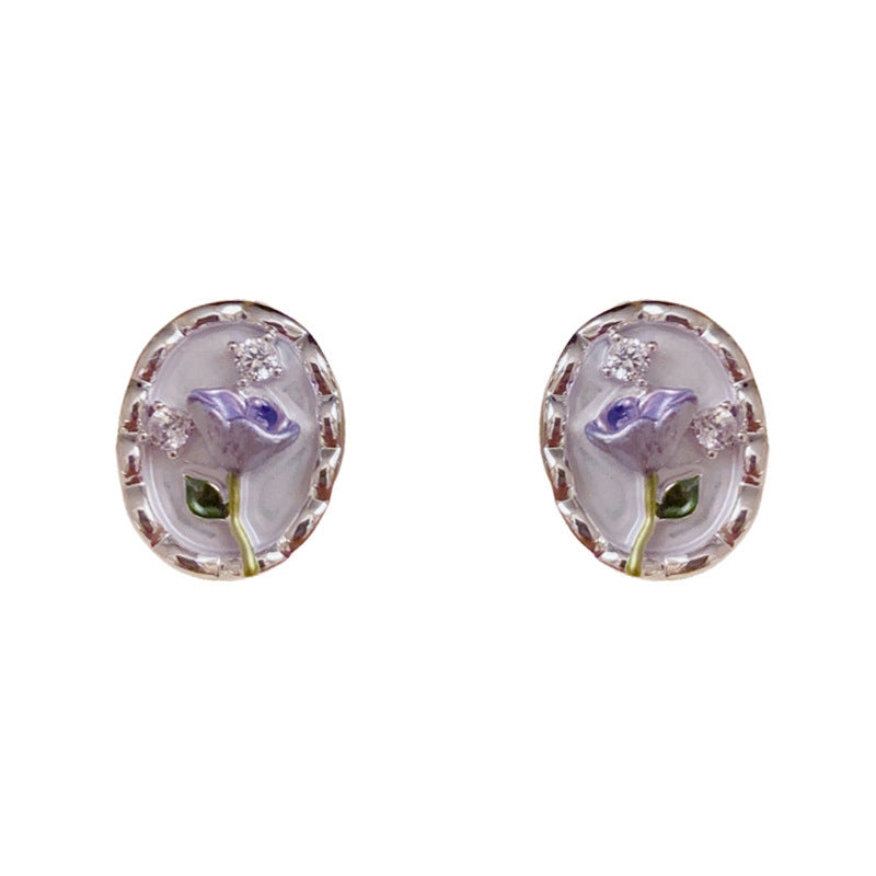 Luxury Silver Tulip Flower Stud Flower Earrings – Elegant Design