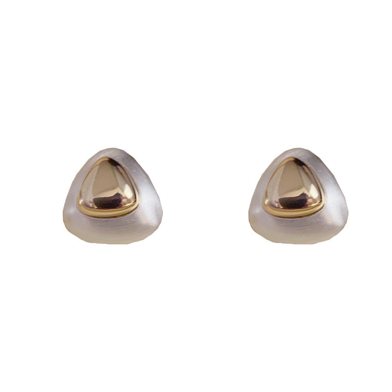 14K Gold-Plated Metallic Triangular Earrings - Chic Retro Design