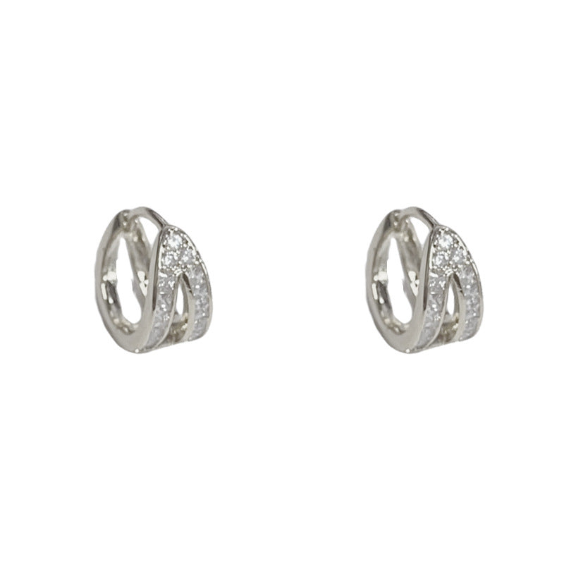 Luxury Double-Layer Zircon Ear Cuff Earrings – Geometric Design