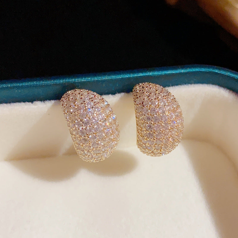 14K Gold-Plated Teardrop Zircon Huggie Earrings -Sparkling Hoops