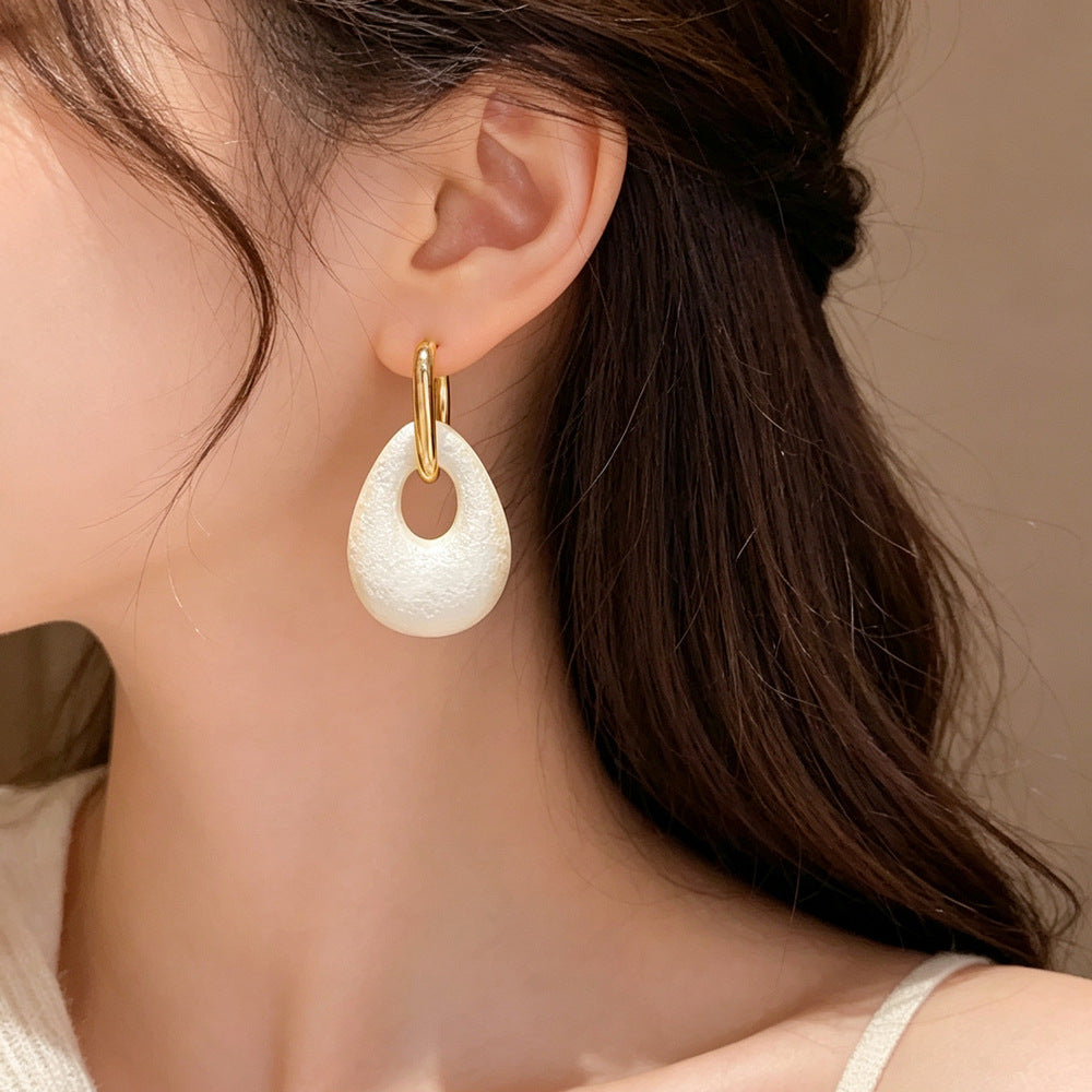 Eaioncol Teardrop Cotton Pearl Hoop Earrings Gold Silver