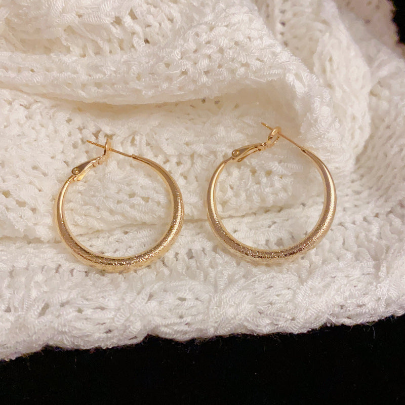 14K Gold-Plated Starry Matte Hoop Earrings - Elegant Sparkle Design