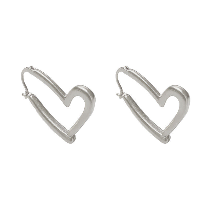 14K Gold-Plated Heart-Shaped Metal Hoop Earrings-Geometric Chic Design