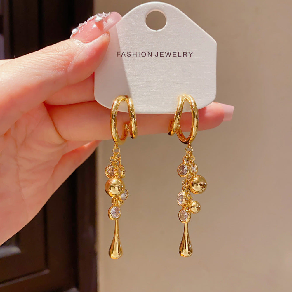 Eaioncol Grape Tassel Teardrop Earrings 14K Gold & Silver Plated