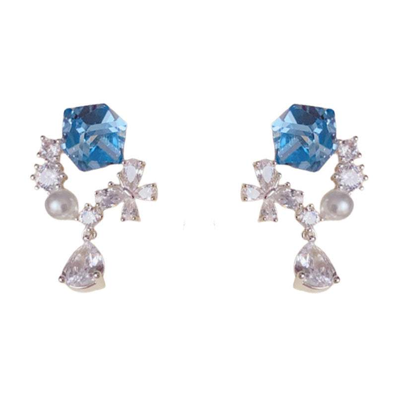 Luxury Zircon Butterfly & Waterdrop Drop Earrings – S925 Silver Needle
