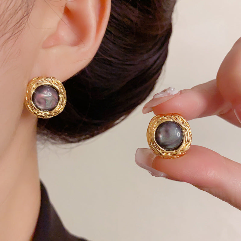 Luxury Metal Round Ring Stud Earrings – Geometric Design