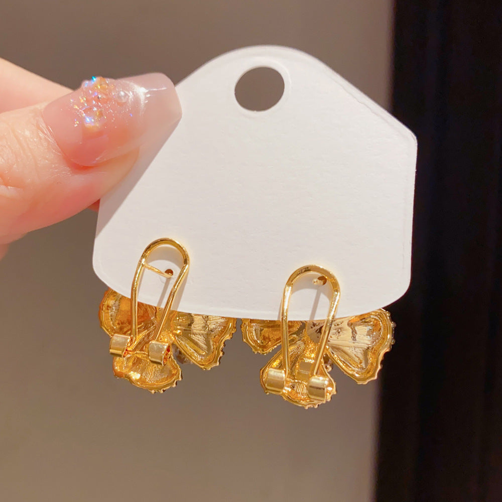 Eaioncol Tiger Eye Glass Floral Hoop Earrings Gold Silver