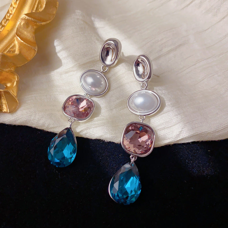 Luxury Geometric Pearl Teardrop Tassel Earrings – Elegant Design