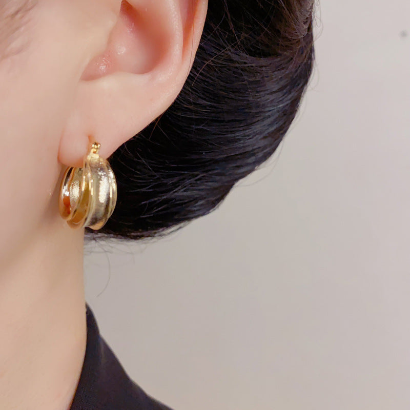 Eaioncol Geometric Metal Hoop Earrings Gold Silver