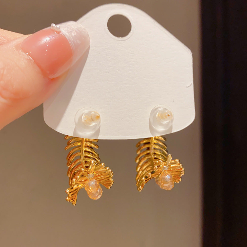 Eaioncol Leaf Hoop Earrings 18K Gold