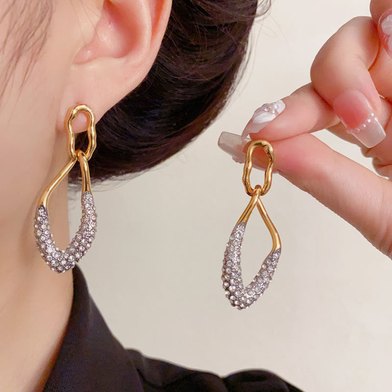 Luxury Zircon Geometric Tassel Drop Earrings – Gold Plated Design
