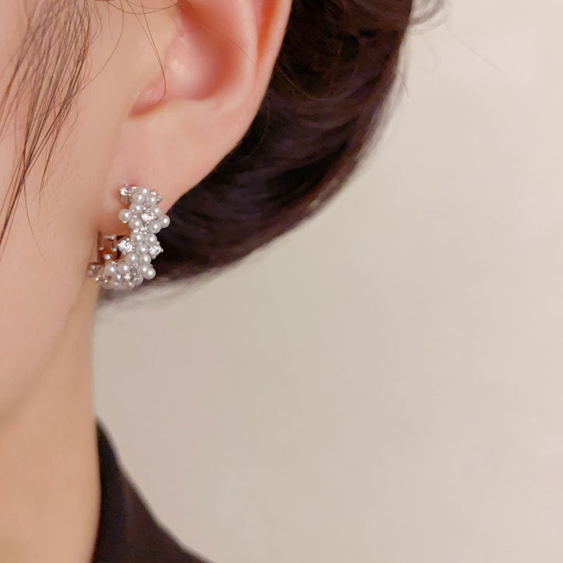 Luxury Zircon Pearl Ear Cuff Earrings – Geometric Design