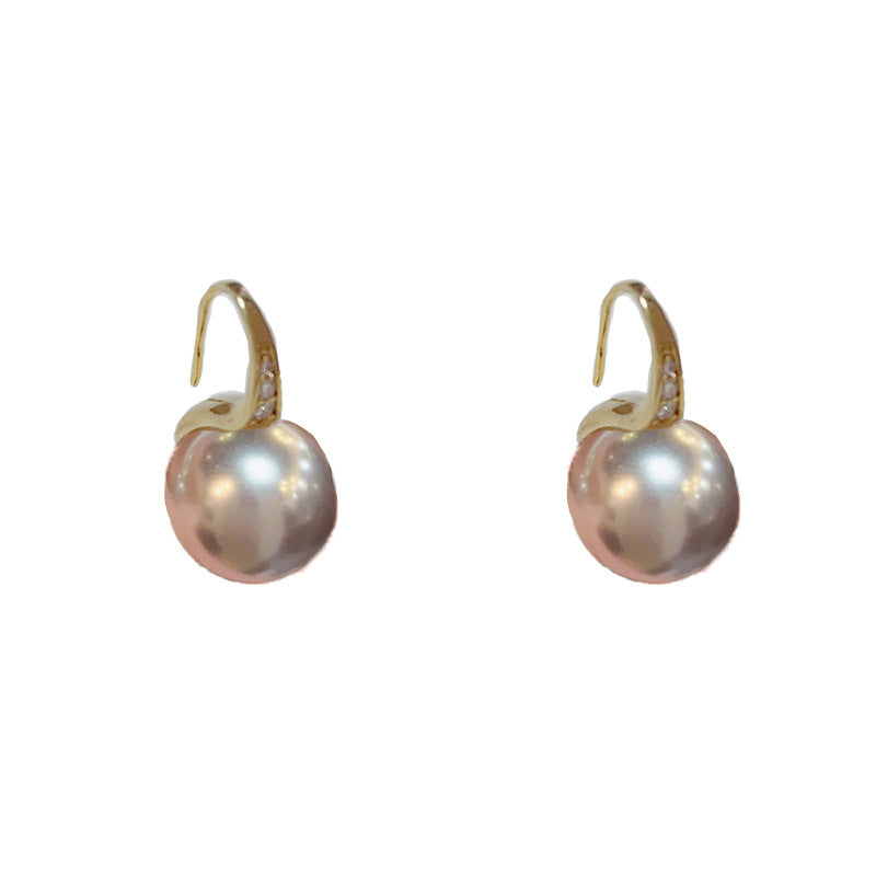 14K Gold-Plated Zircon High Heel Pearl Earrings - Chic & Retro Design