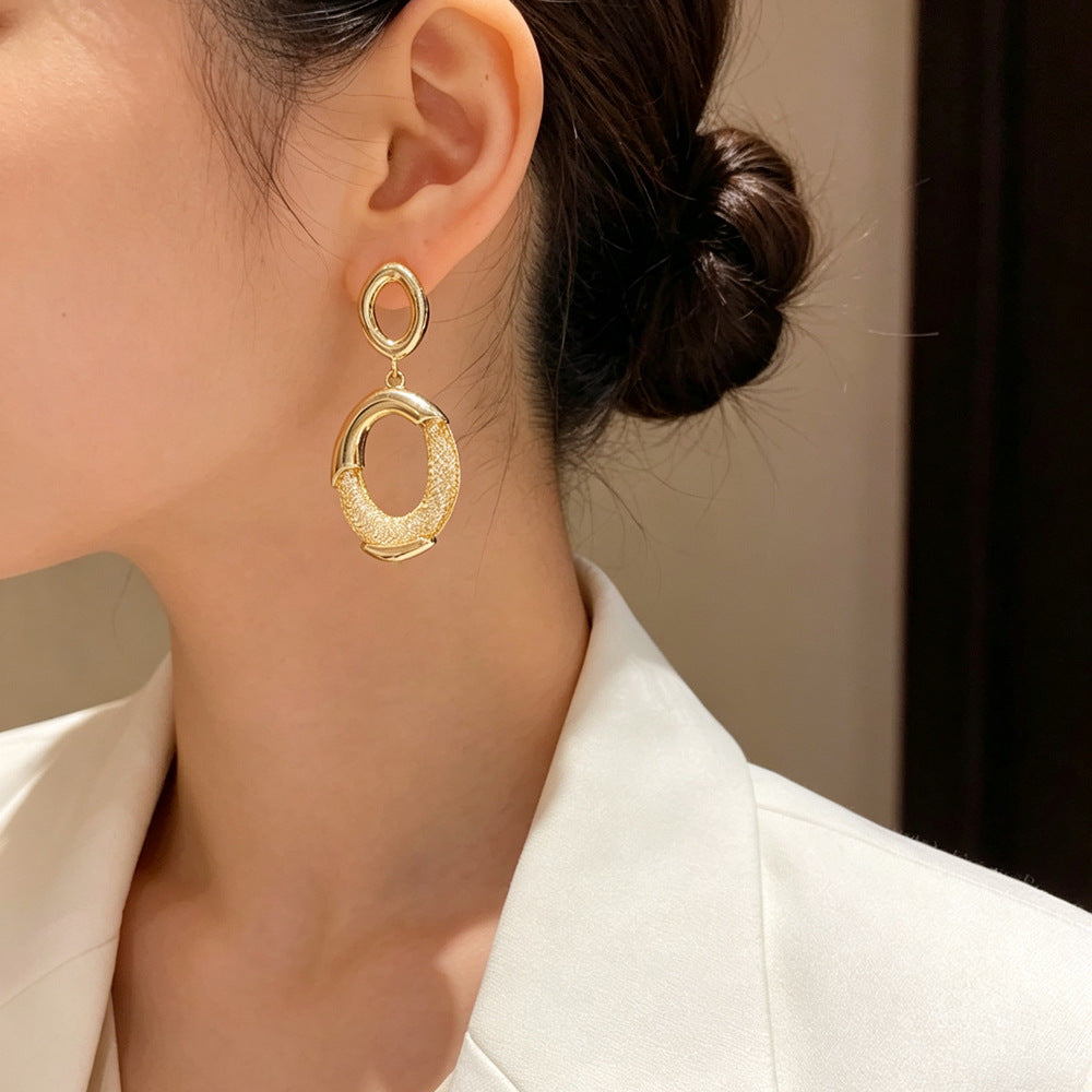 Eaioncol Mesh Geometric Drop Earrings Gold Silver