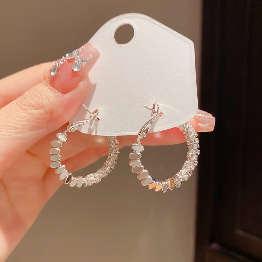 Eaioncol Crushed Metal CZ Hoop Earrings Gold Silver