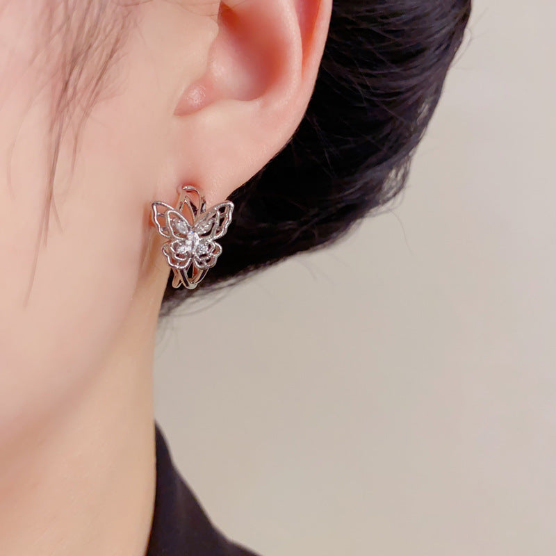 Eaioncol Butterfly Cutout Hoop Earrings Gold