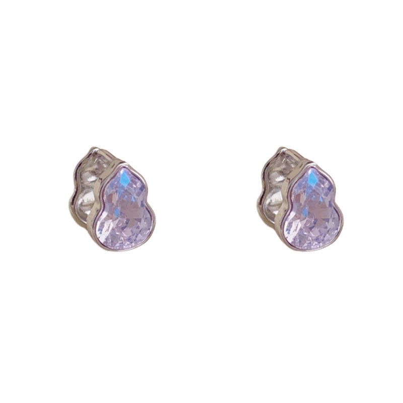 Elegant Full-Zircon Double-Sided Gourd Earrings – Floral Design