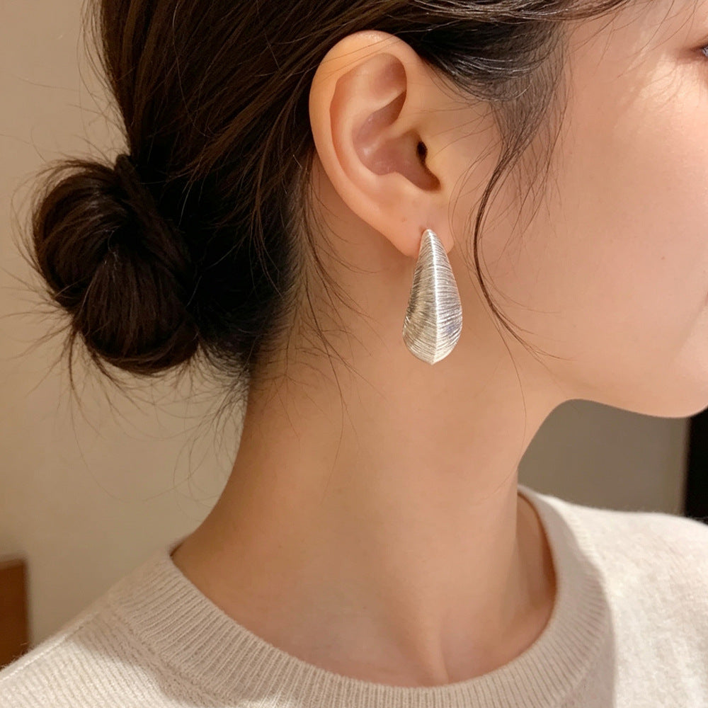 Eaioncol Textured Teardrop Hoop Earrings Gold Silver