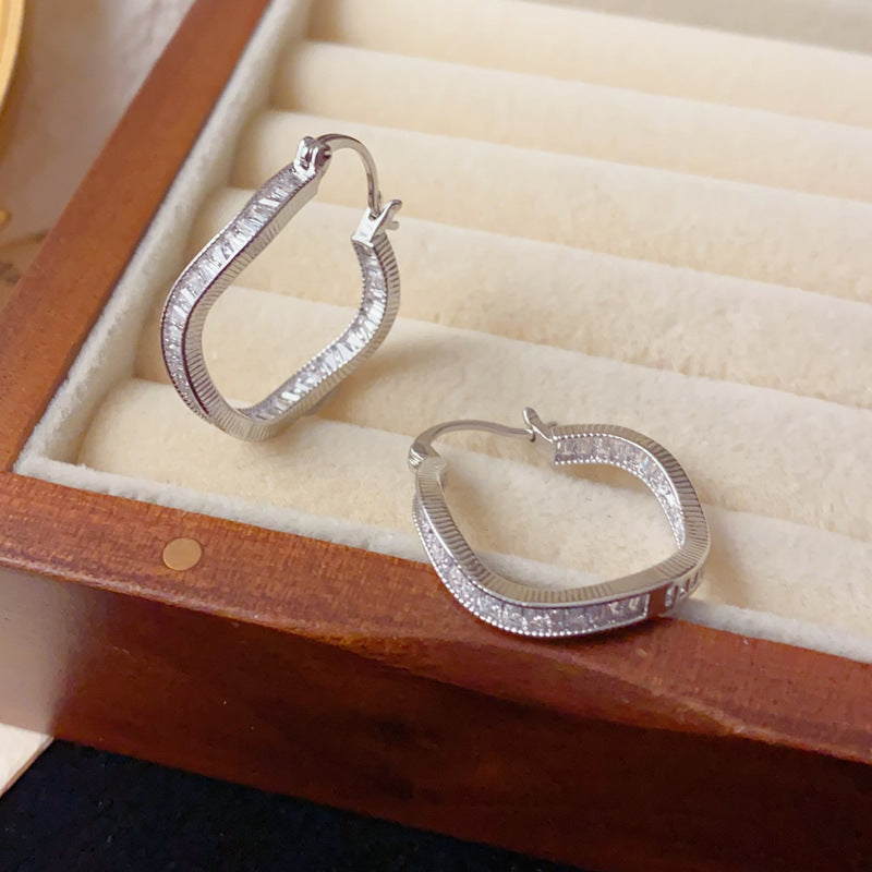 Luxury Zircon Irregular Geometric Hoop Earrings – Elegant Design
