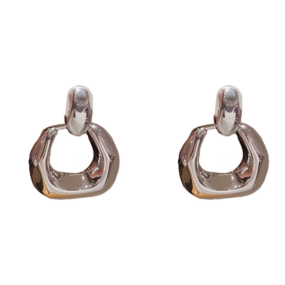 Eaioncol 3D Geometric Hoop Earrings Silver