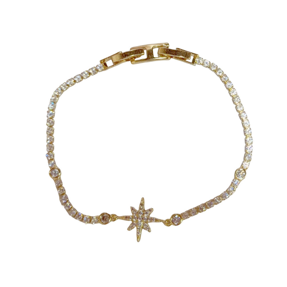 Eaioncol Star CZ Clasp Bracelet 14K Gold Plated & Silver Plated