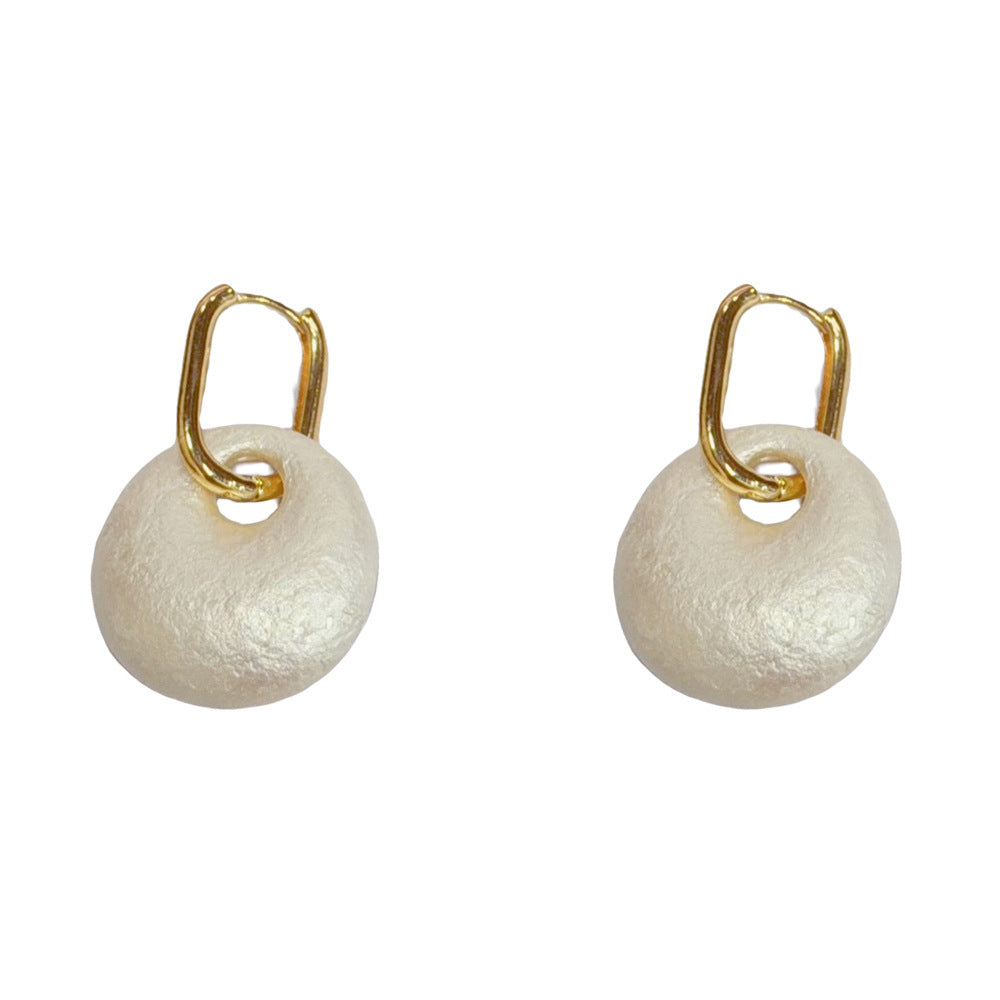 Eaioncol Cotton Pearl Round Hoop Earrings Gold