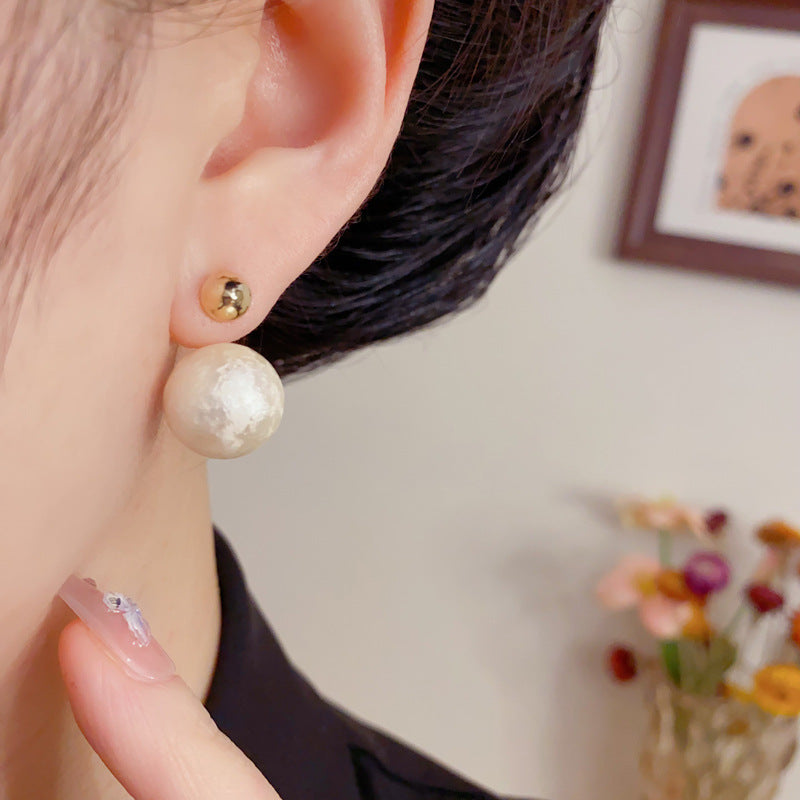 Eaioncol Cotton Pearl Geometric Hoop Earrings Gold