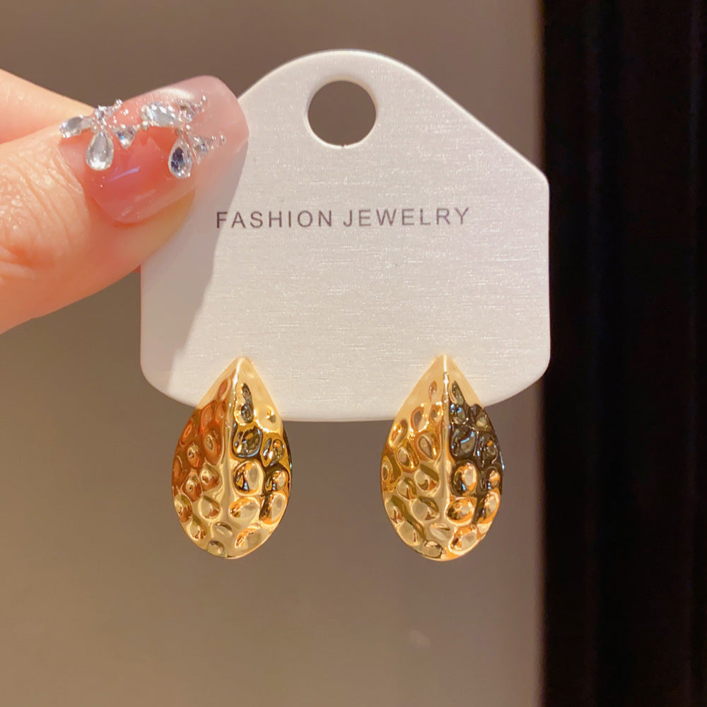 Eaioncol Textured Teardrop Stud Earrings 14K Gold Plated