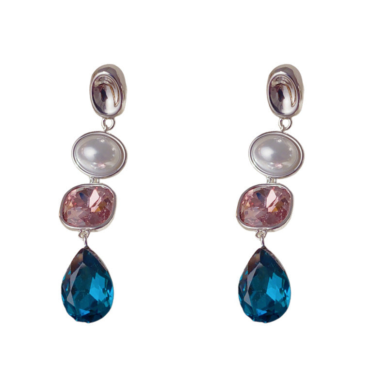 Luxury Geometric Pearl Teardrop Tassel Earrings – Elegant Design
