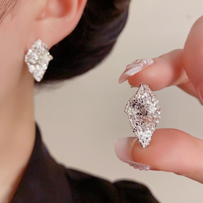 Eaioncol Geometric Irregular Rhombus Stud Earrings Gold