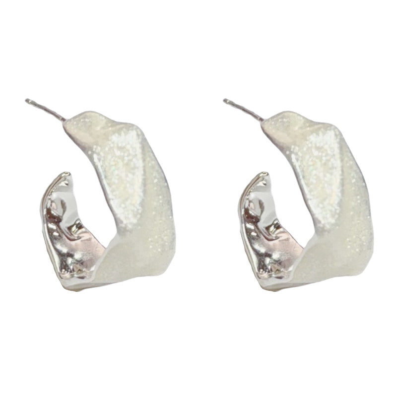 Eaioncol Mixed Color Enamel Irregular Hoop Earrings Green White