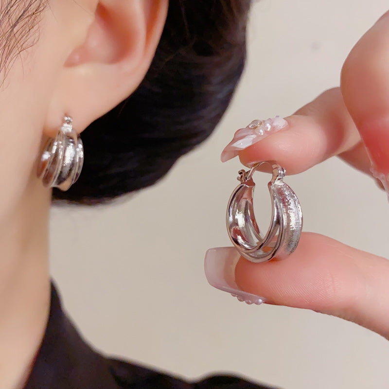 Eaioncol Geometric Metal Hoop Earrings Gold Silver