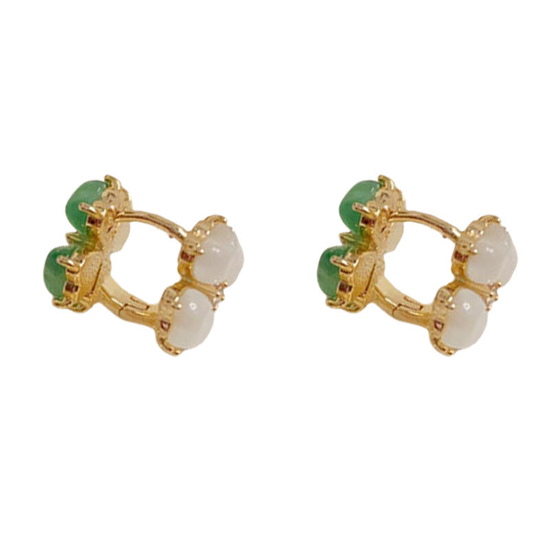 Elegant Double-Sided Four-Leaf Flower Earrings – Reversible Design