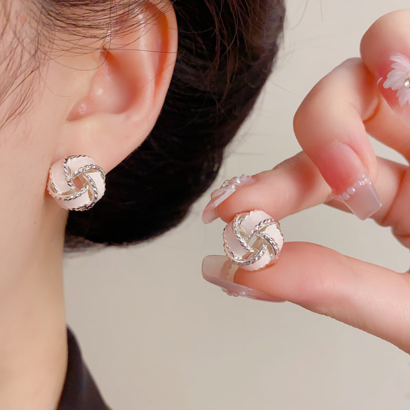 Eaioncol Enamel Circle Stud Earrings Gold