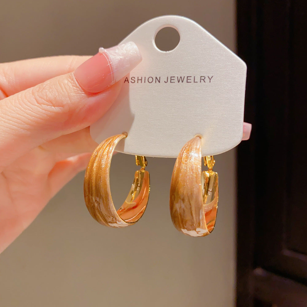 Eaioncol Multi-Color Enamel Circle Hoop Earrings 14K Gold Plated